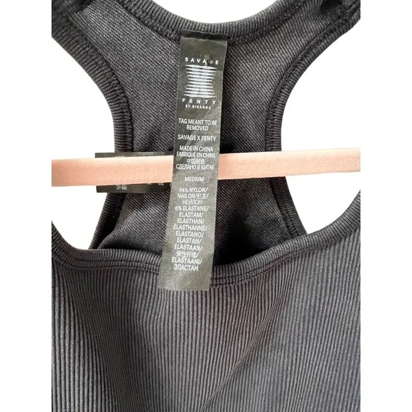Savage X Fenty Womens Medium Black Ribbed Racerback Activewear Jumpsuit - Picture 8 of 10